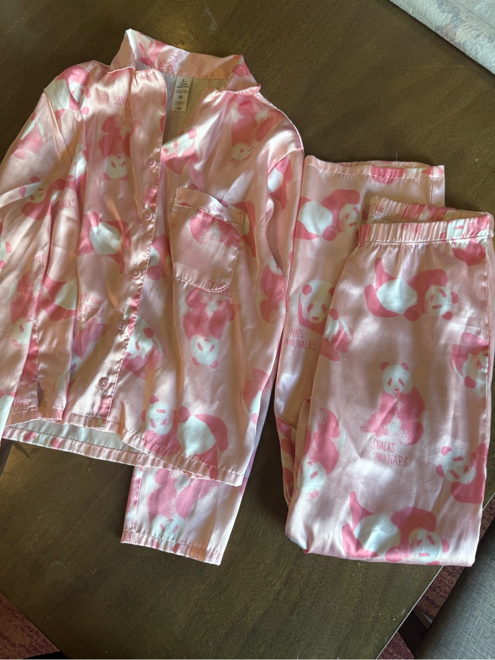 Justice Girls Panda Jammies Snacks And Naps - Size 10 Justice Sleep